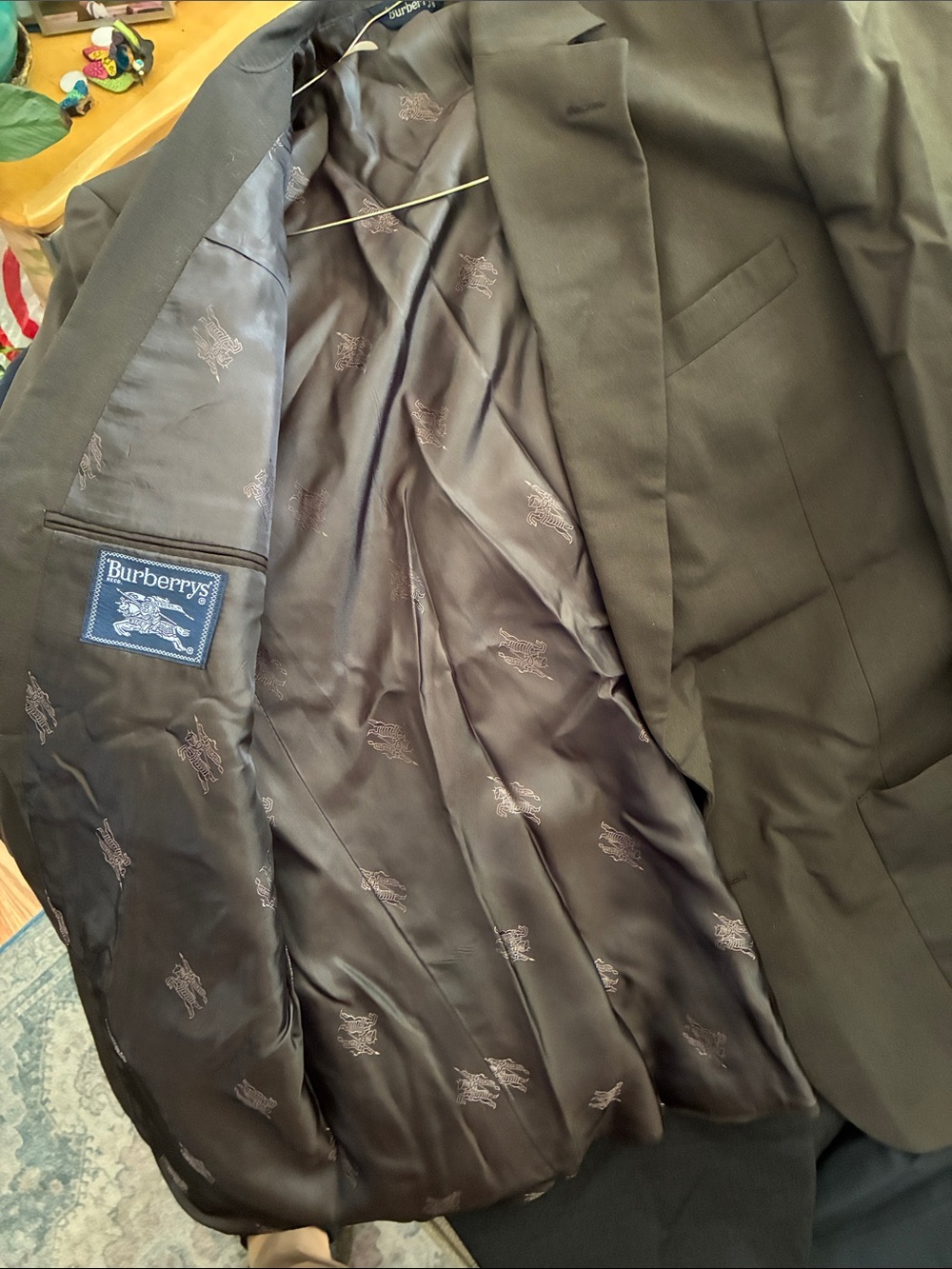 Burberry Men's Dark Gray Blazer with Branded Lining